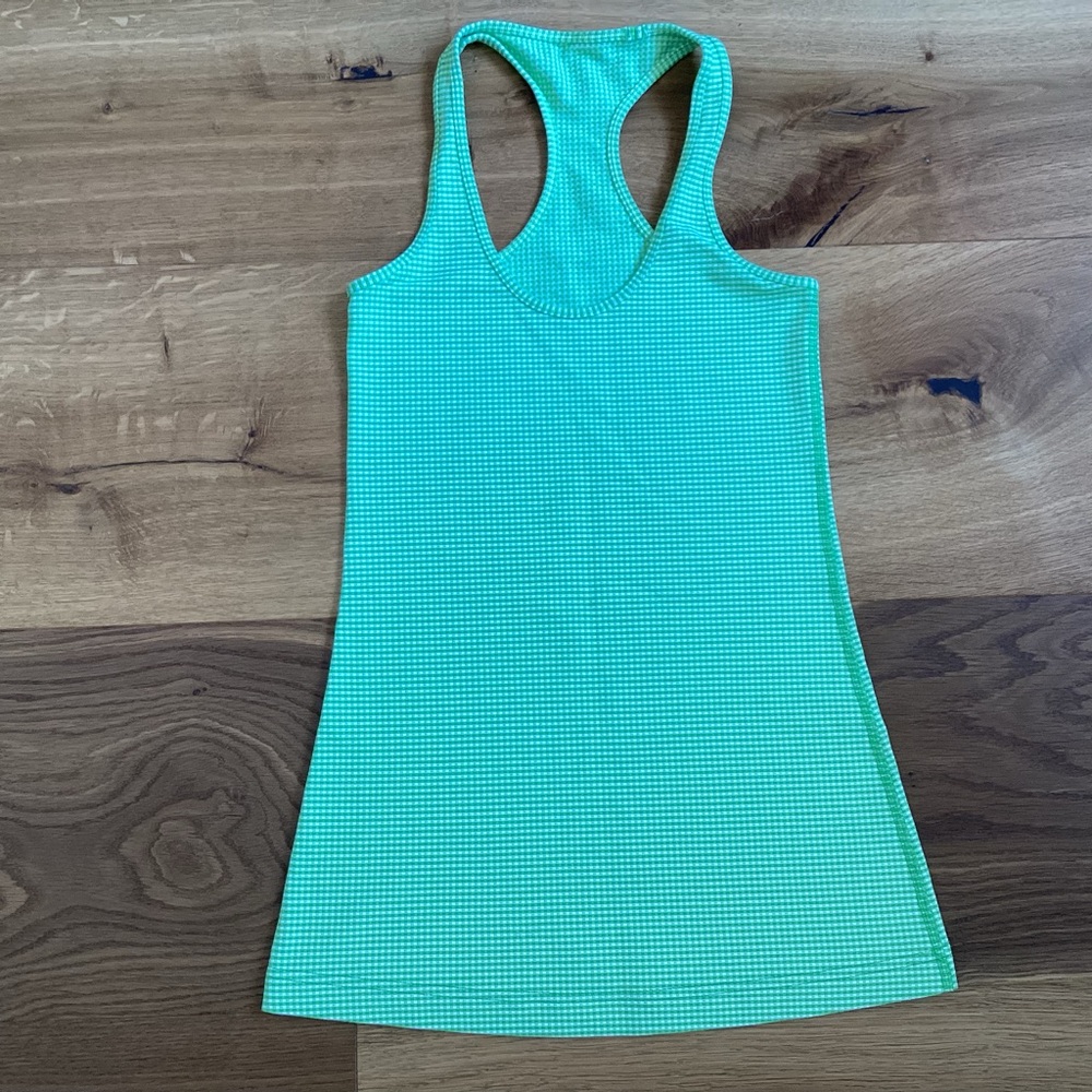 LuluLemon Green Check Racerback Tank Top